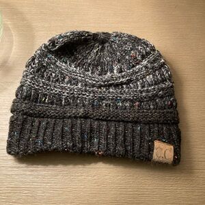 CC Gray Textured Knit Beanie Hat